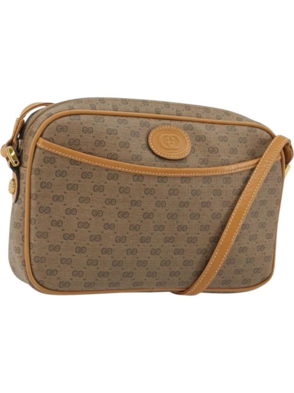 GUCCI Micro GG Supreme Shoulder Bag PVC Beige Gold 007 113 1943